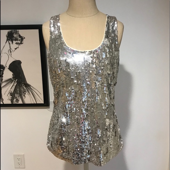 Alice & Olivia Silver Sequence Tank Blouse size S - Picture 7 of 7